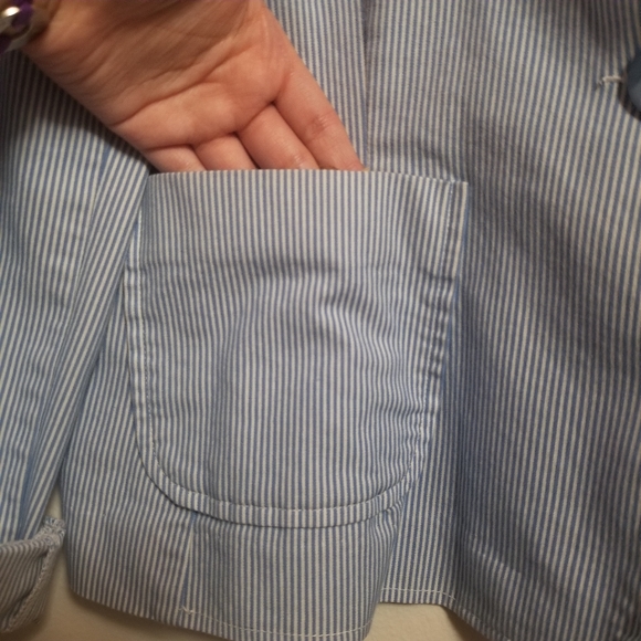 Boxy Blue & White Stiped Blazer - Picture 4 of 9